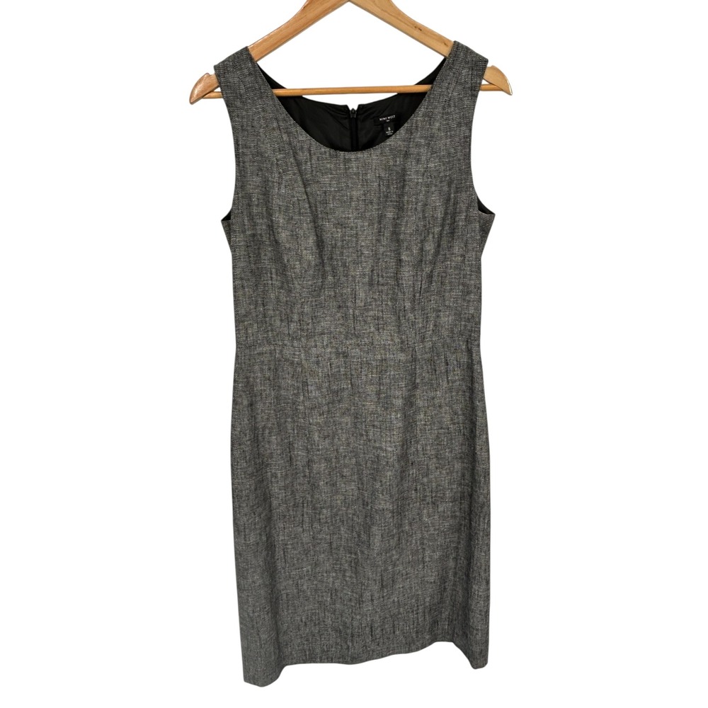 Nine West Women's Sheath Dress Size 8 Gray Textured Sleeveless‎ Business Casual